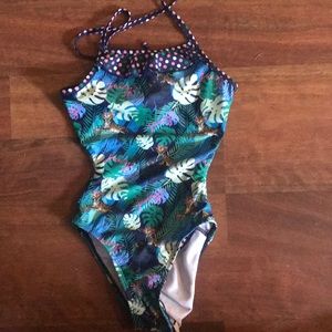 Girls size 8 Juicy Couture Black Jungle swimsuit